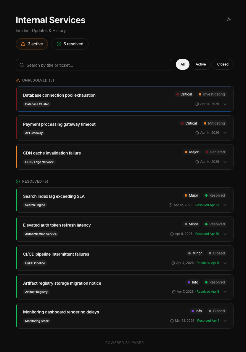 Pager Status preview